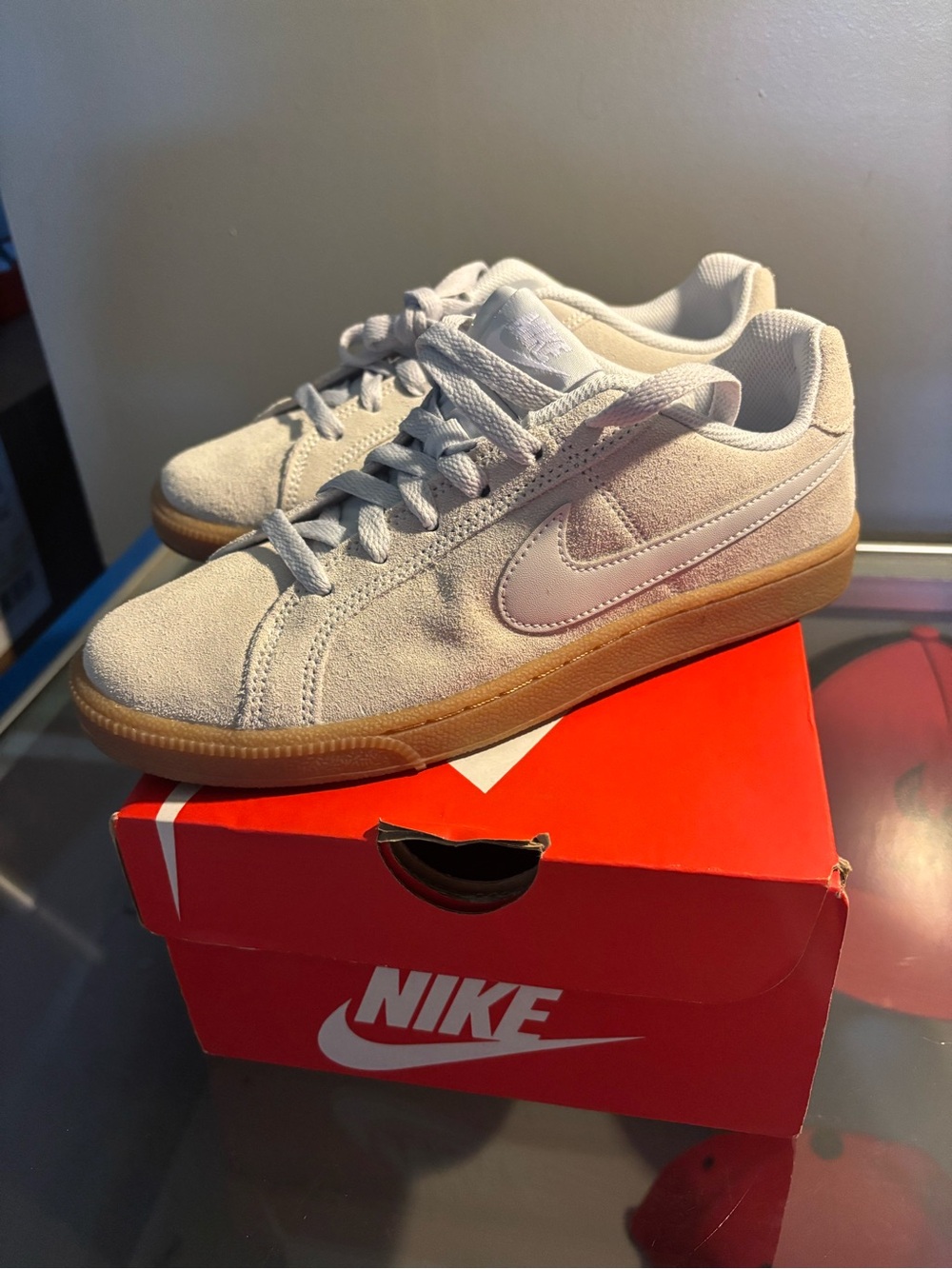 Nike Court Royale Suede Sneakers in Light Gray with Gum Sole Women’s 7 - Picture 2 of 5